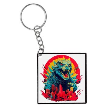 Godzilla Takes Down The City Keychain